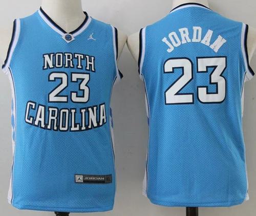 North Carolina #23 Michael Jordan Blue Stitched Youth NCAA Jersey - Click Image to Close